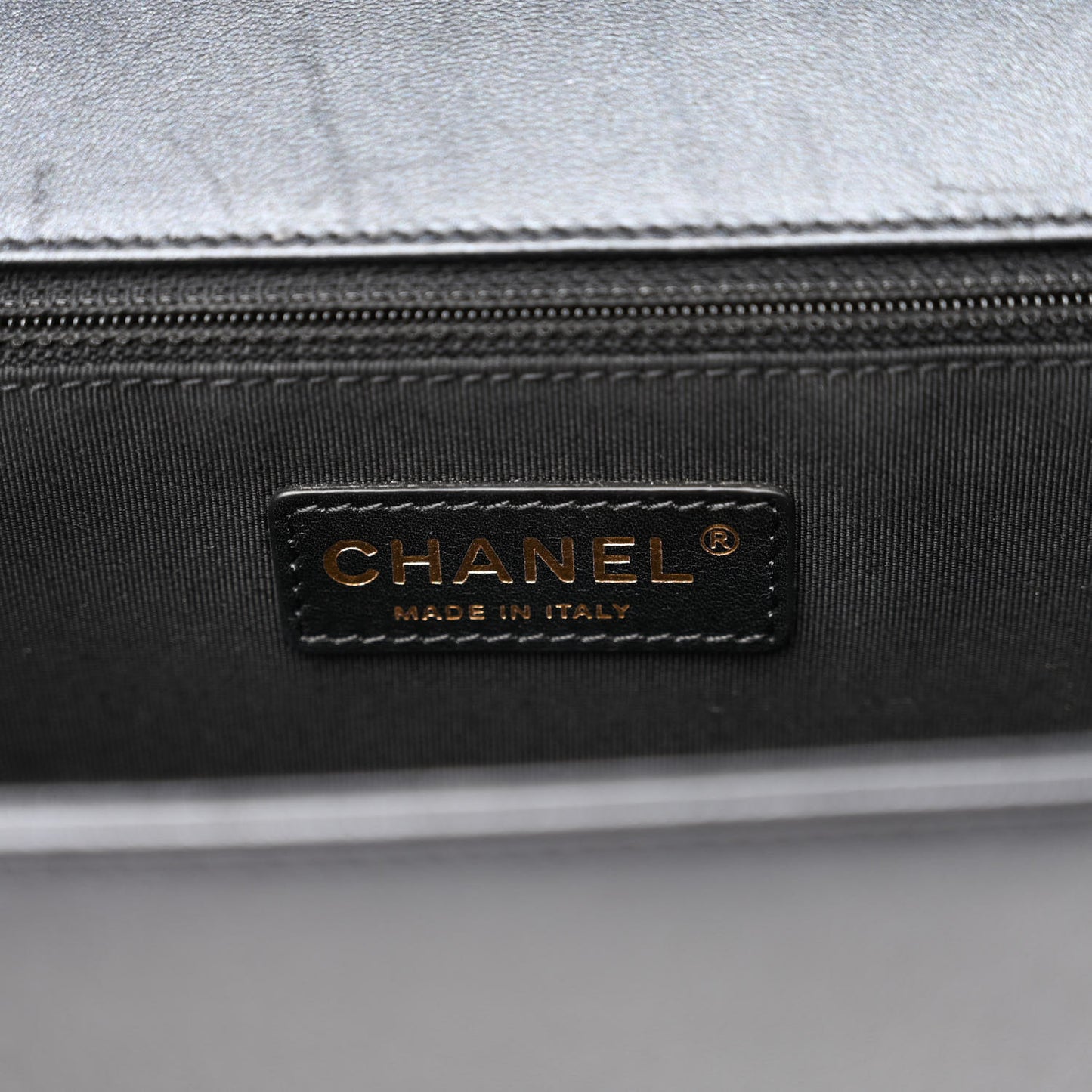 Metallic Lambskin Quilted Large Boy Flap Black