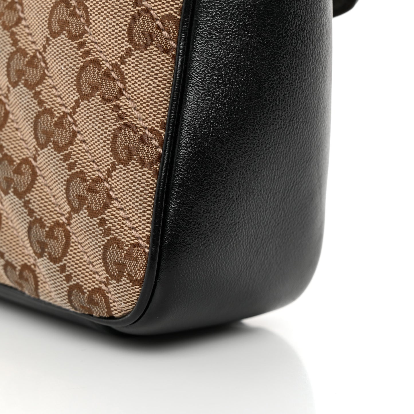 Monogram Matelasse Diagonal Small GG Marmont Shoulder Bag Beige Black