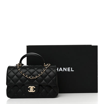 Chanel Lambskin Quilted Mini Top Handle Rectangular Flap Black 10 of 10
