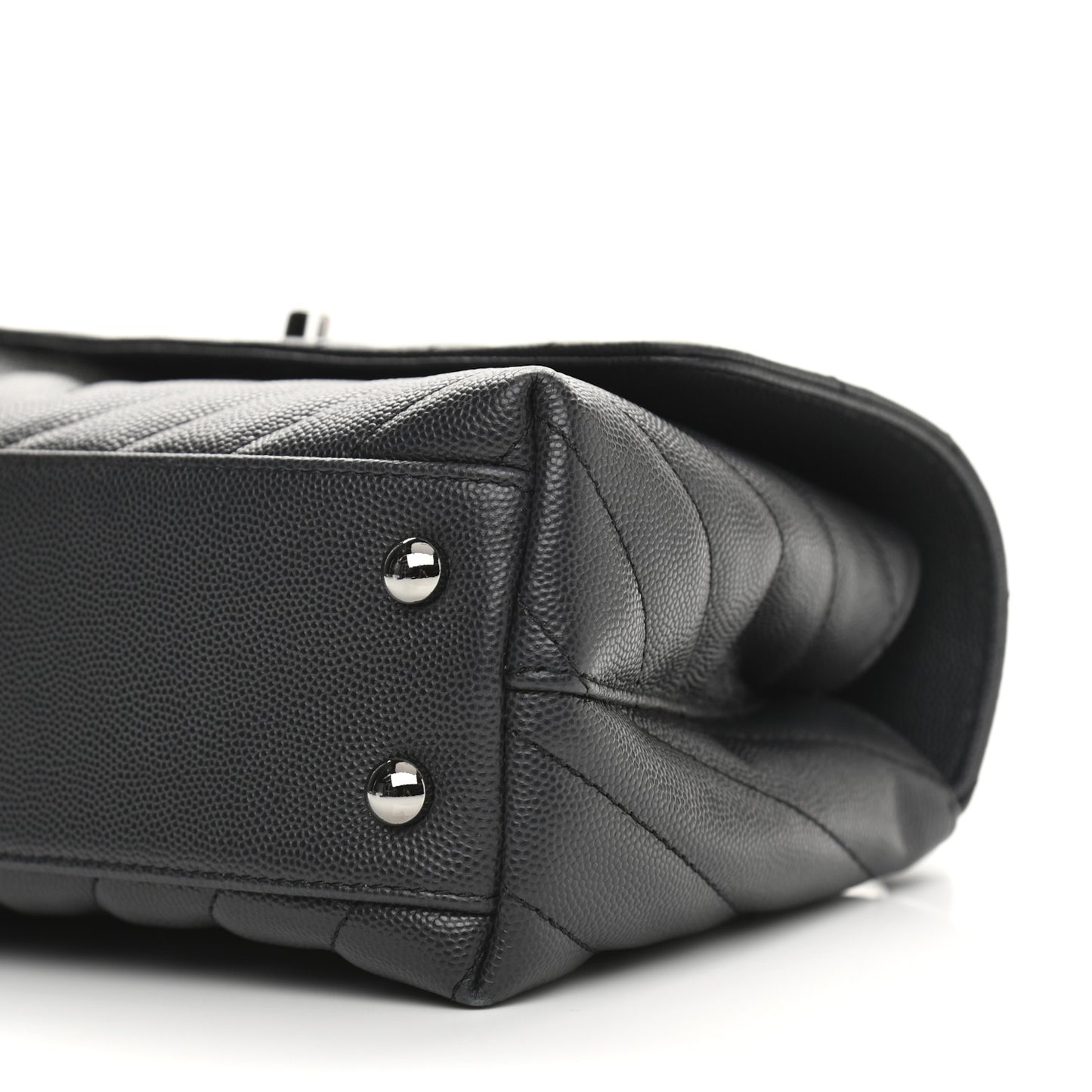 Caviar Chevron Quilted Mini Coco Handle Flap Dark Grey