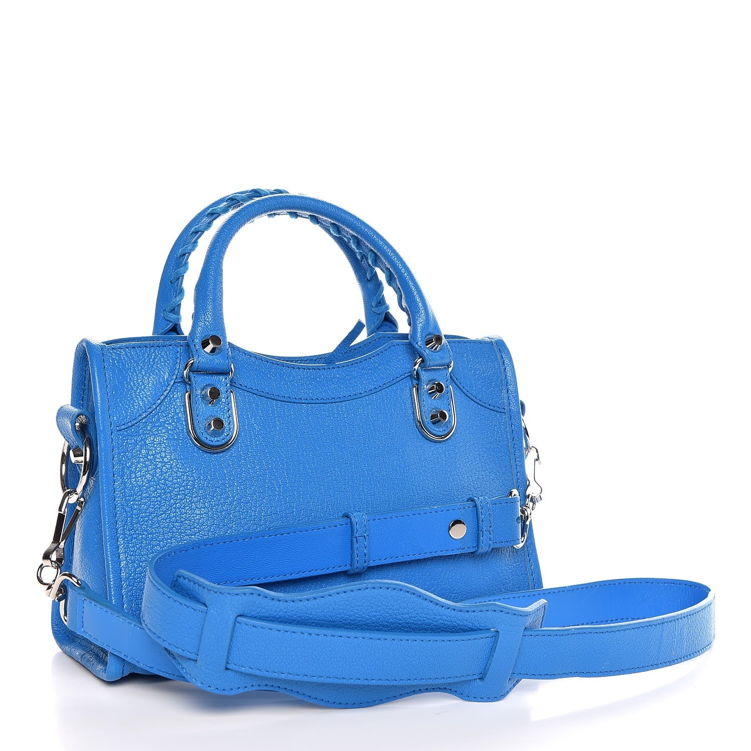 Balenciaga Chevre Silver Metallic Edge Hardware Mini City Bleu Ceylon 3 of 7