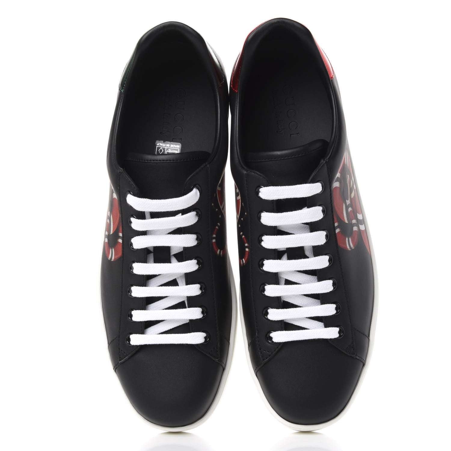 Gucci Calfskin Kingsnake Mens Ace Sneakers 9 Black Multicolor 5 of 11
