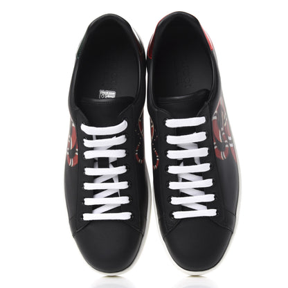 Gucci Calfskin Kingsnake Mens Ace Sneakers 9 Black Multicolor 5 of 11
