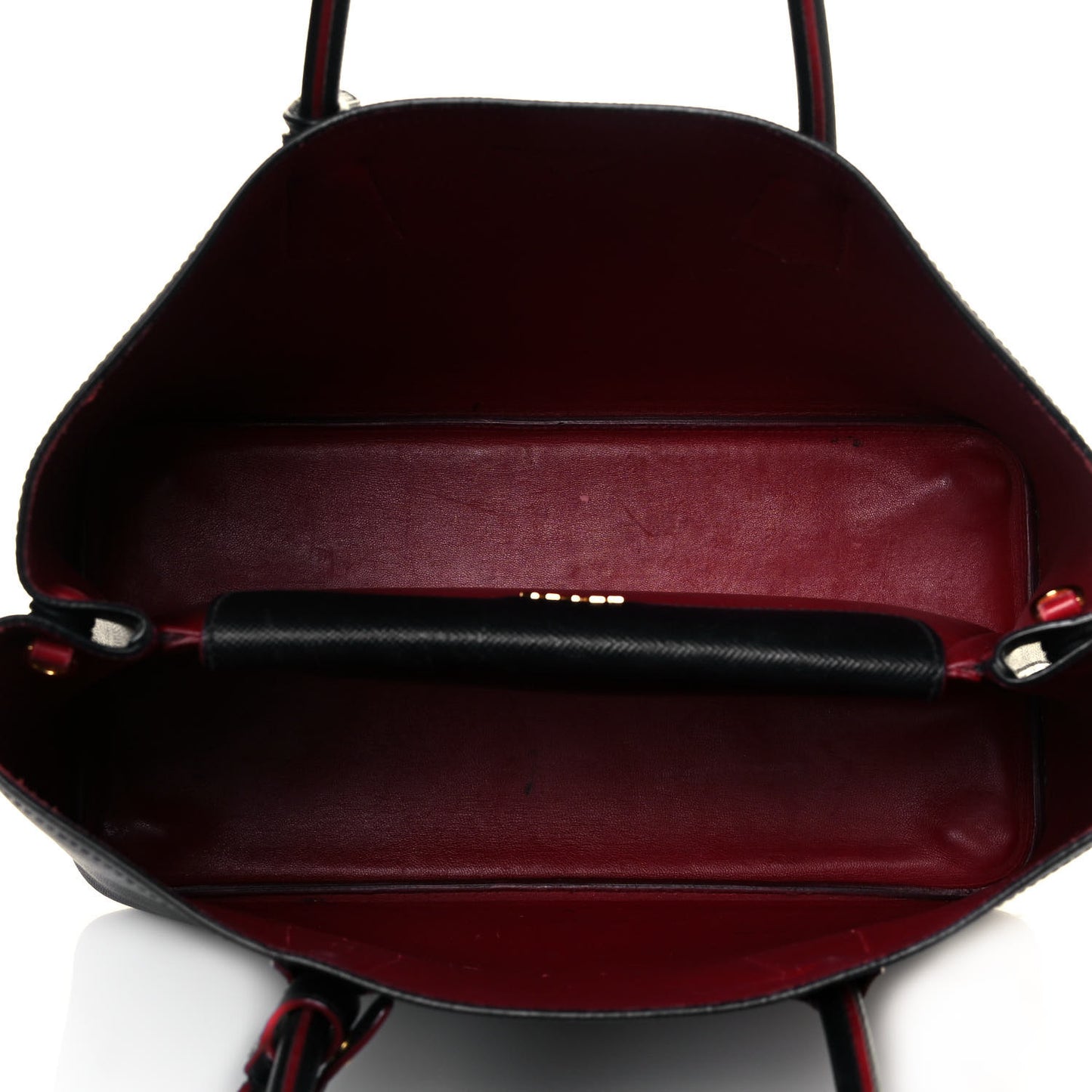 Saffiano Cuir Medium Double Bag Black Fuoco
