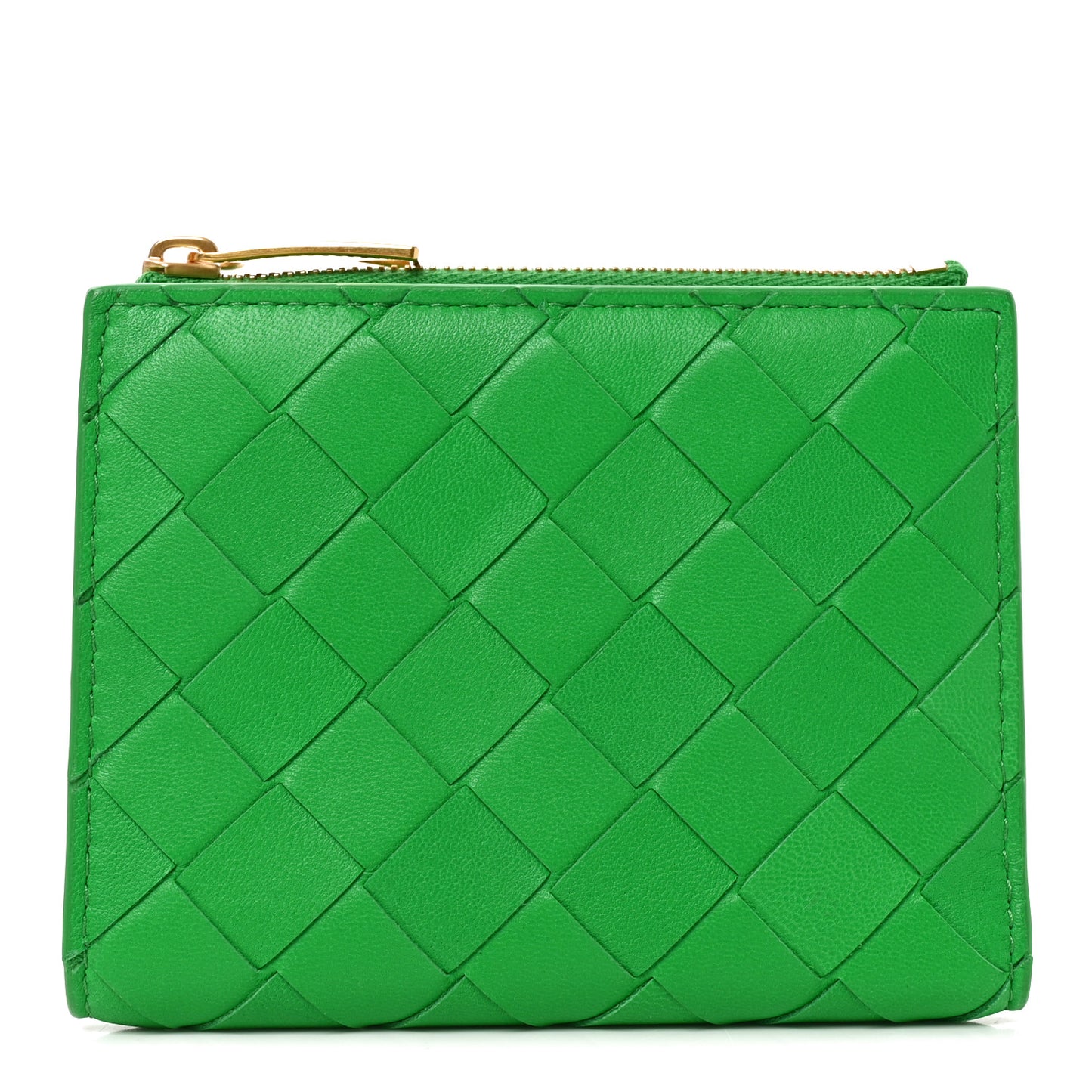 Nappa Intrecciato Small Bi-Fold Zip Wallet Parakeet
