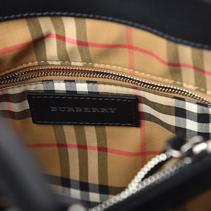 Burberry Grainy Calfskin House Check Medium Banner Tote Black 6 of 10