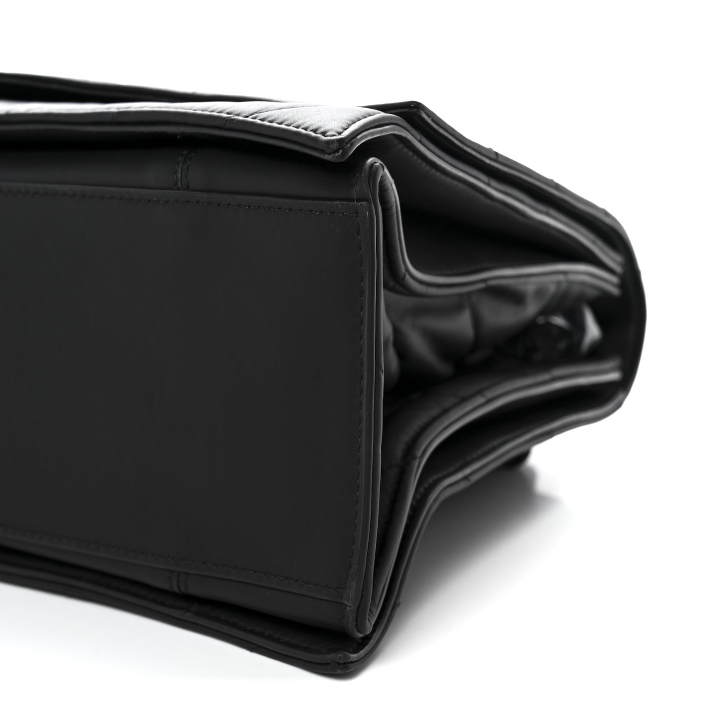 Satin Lambskin Quilted Matte Black Hardware Large Crush Chain Bag Black