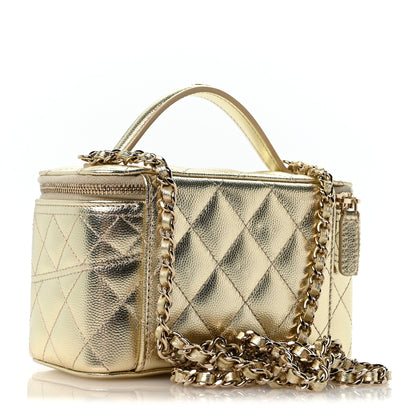 Chanel Metallic Caviar Quilted Trendy Handle Vanity Gold 2 of 10