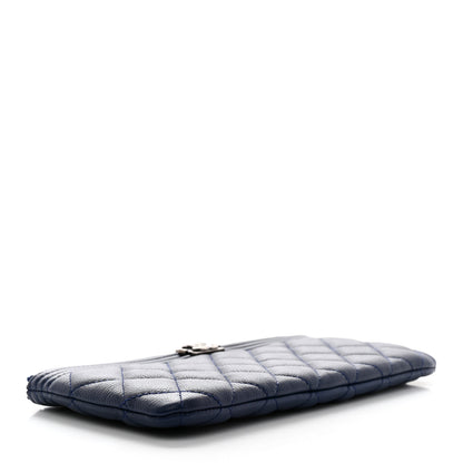 Chanel Lambskin Quilted Small Boy Zipped Pouch Navy 4 of 9