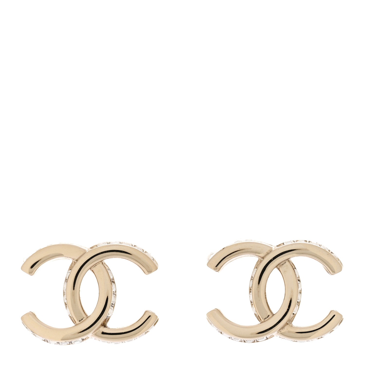 Chanel Metal Baguette Crystal CC Earrings Gold 1 of 4