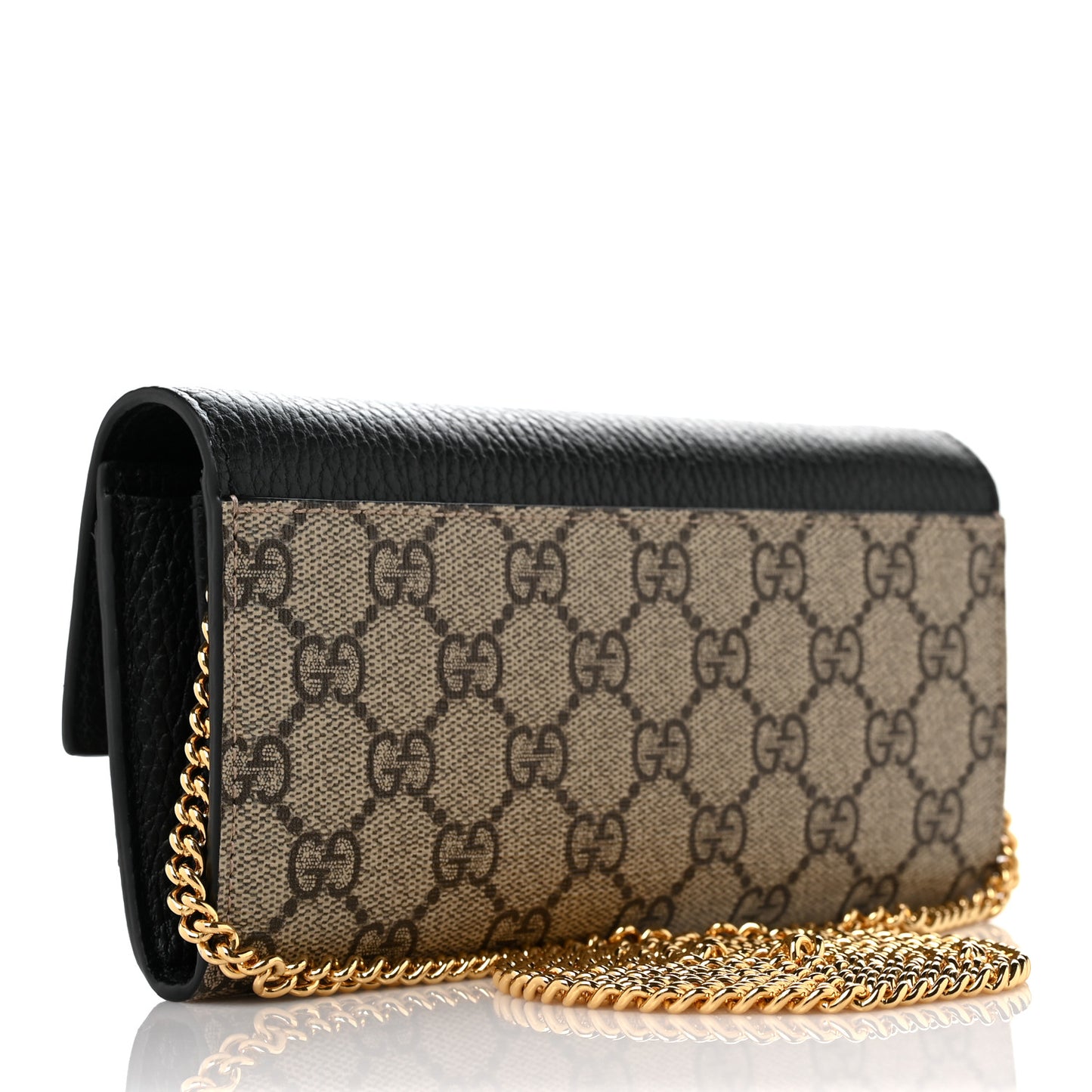Dollar Calfskin GG Supreme Monogram Petite GG Marmont Wallet Chain Bag Black Beige Ebony