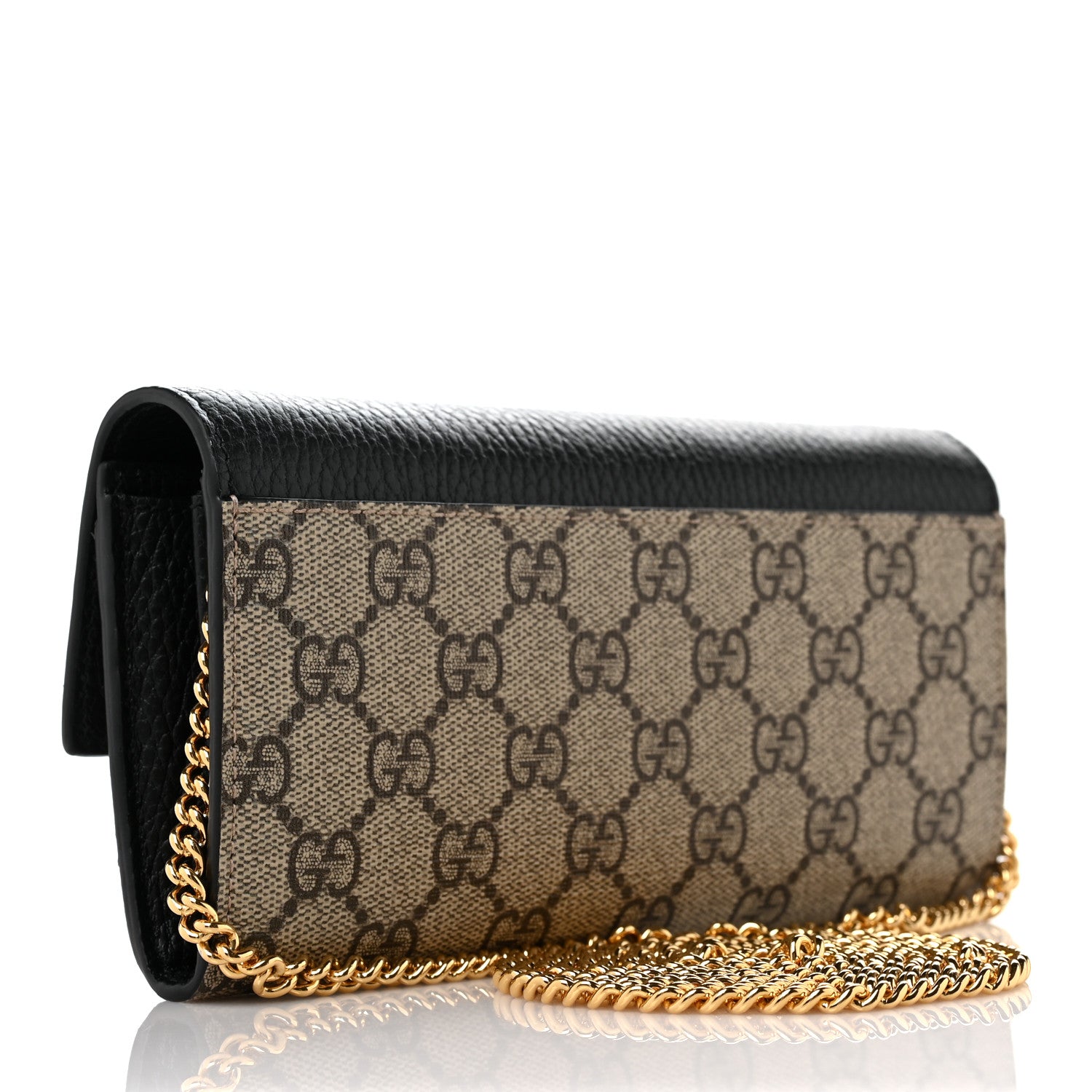 Gucci Dollar Calfskin GG Supreme Monogram Petite GG Marmont Wallet Chain Bag Black Beige Ebony 3 of 10
