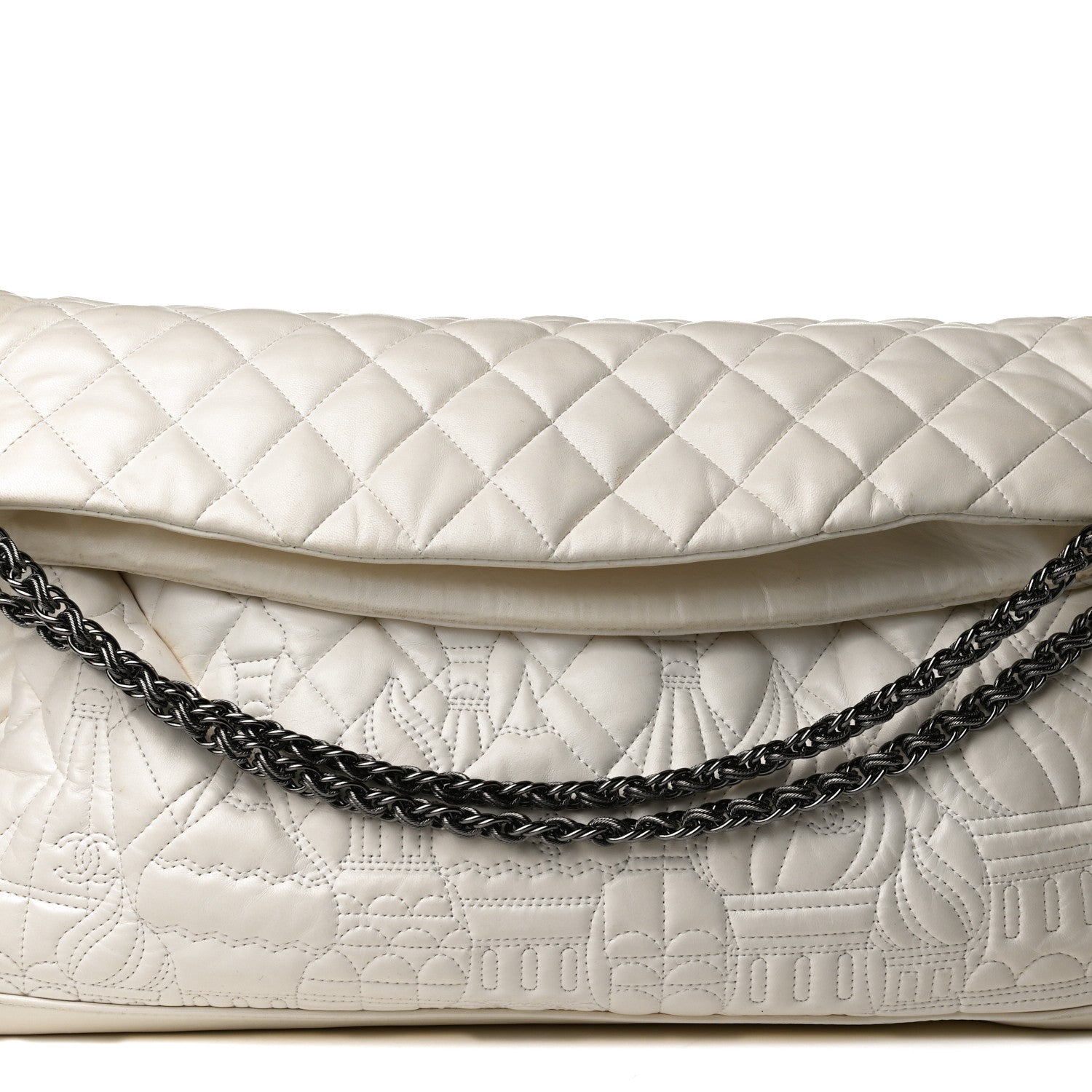 Chanel Lambskin Quilted Large Paris Moscou Red Square Bag Ivory 7 of 12