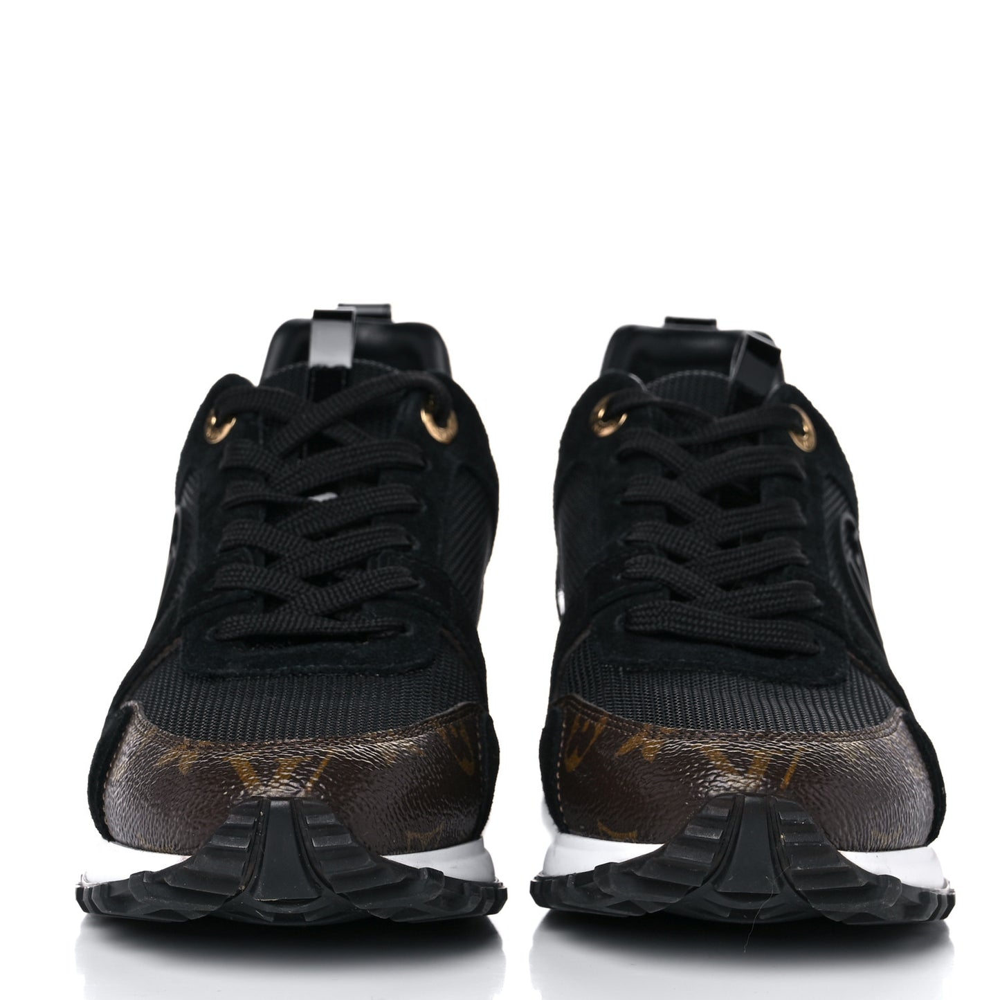 Suede Monogram Run Away Sneakers 38 Black