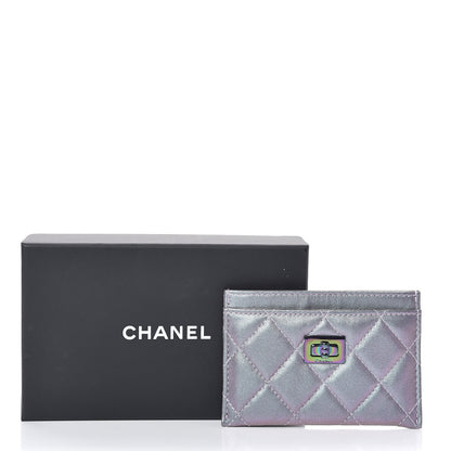 Chanel Iridescent Lambskin Quilted Reissue Card Holder Light Purple 9 of 9