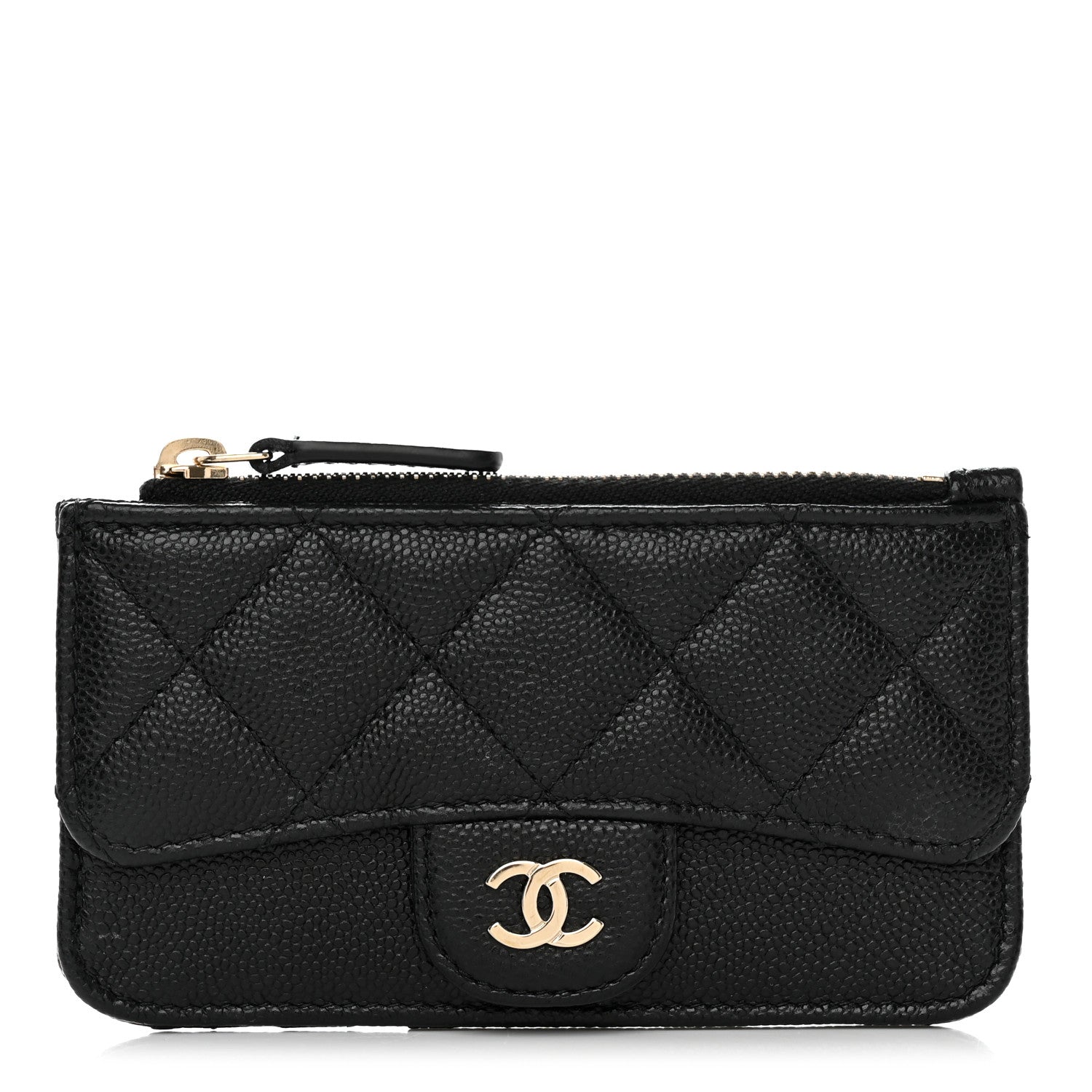 Chanel Caviar Quilted Flap Zip Card Holder Black 1 of 8