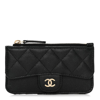 Chanel Caviar Quilted Flap Zip Card Holder Black 1 of 8