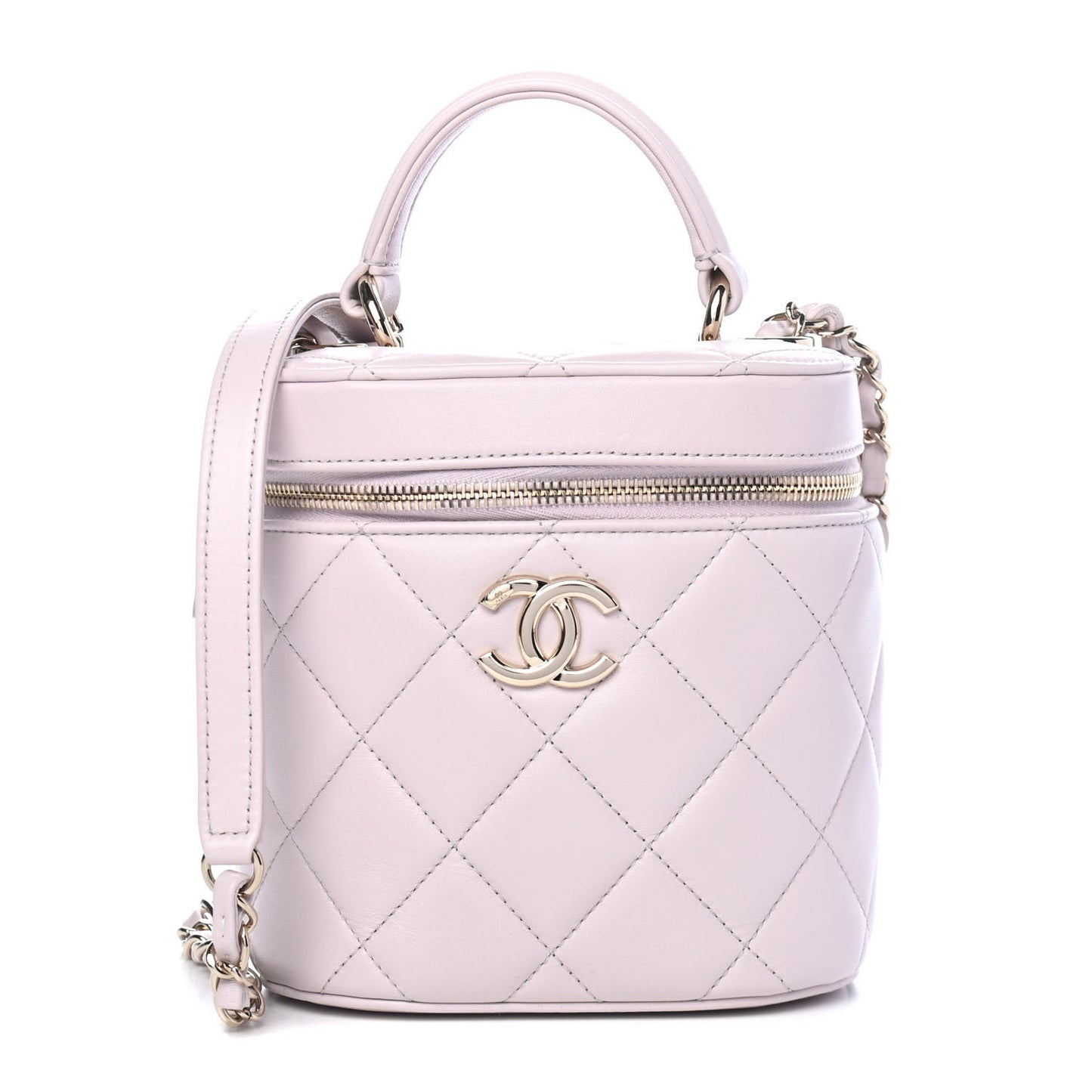 Lambskin Quilted Trendy Vanity Case Lilac