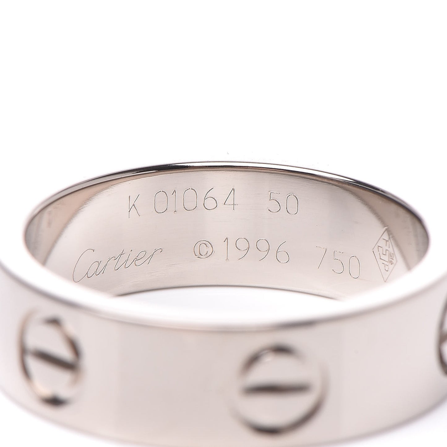 18K White Gold 5.5mm LOVE Ring 50 5.25