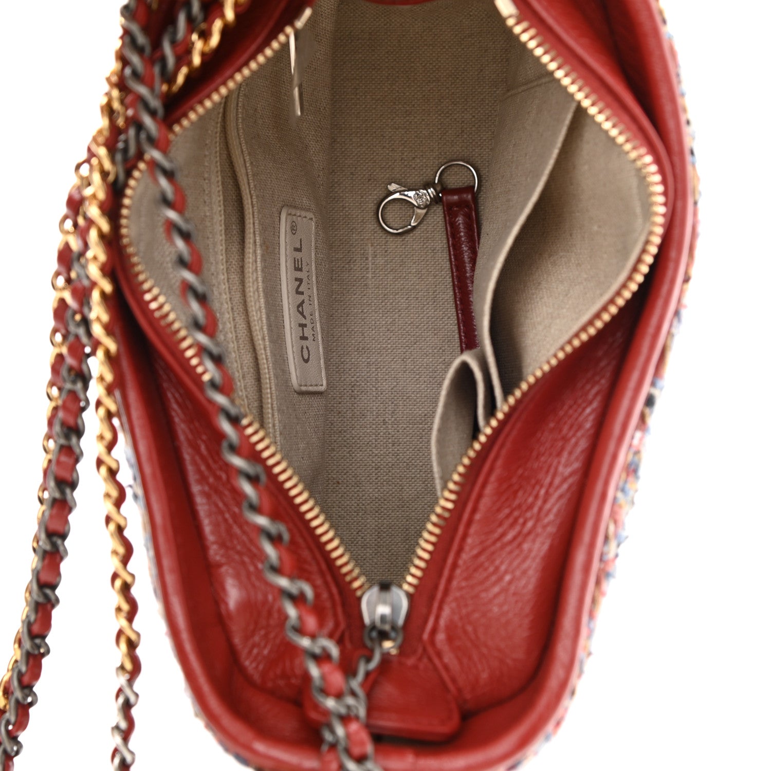 Chanel Tweed Calfskin Small Gabrielle Hobo Red 5 of 12