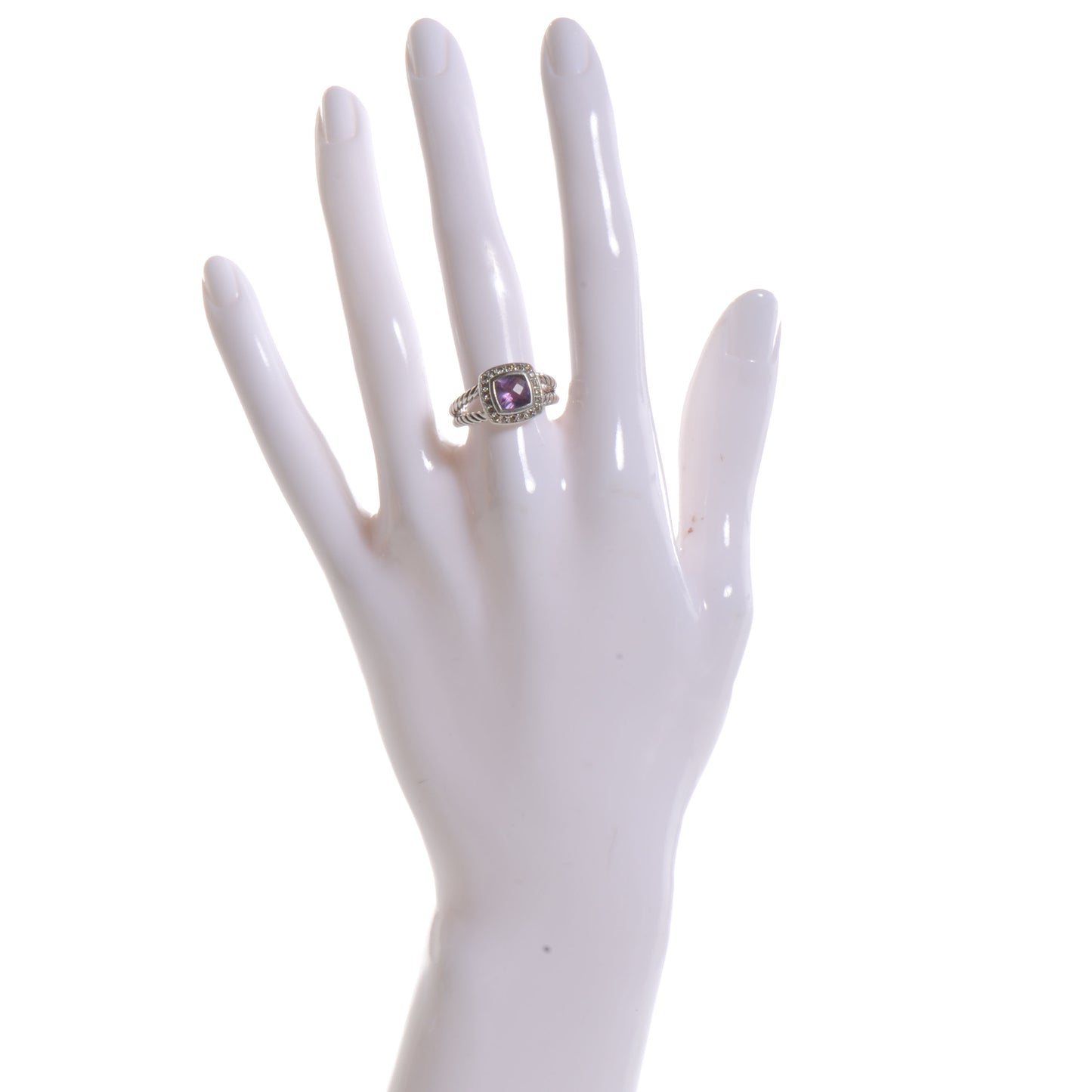 Sterling Silver Diamond Amethyst 7mm Petite Albion Ring 52 6