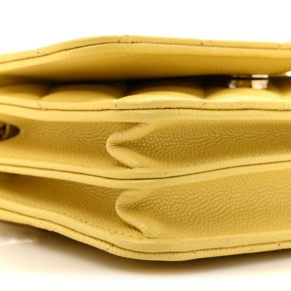 Chanel Caviar Quilted Mini Wallet On Chain WOC Yellow 11 of 11