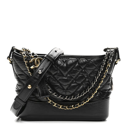 Chanel Aged Calfskin Chevron Quilted Small Gabrielle Hobo Black Black 1 of 10