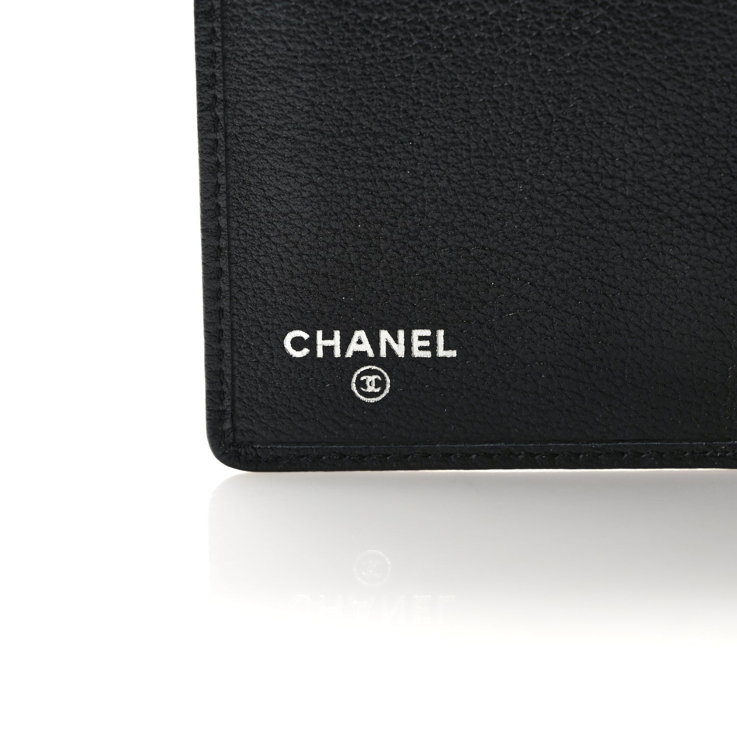 Goatskin Camellia Embossed Yen Wallet Black
