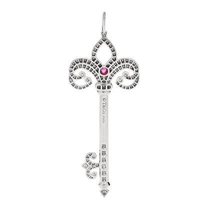 Tiffany Platinum Diamond Ruby Enchant Heart Key Pendant 3 of 5