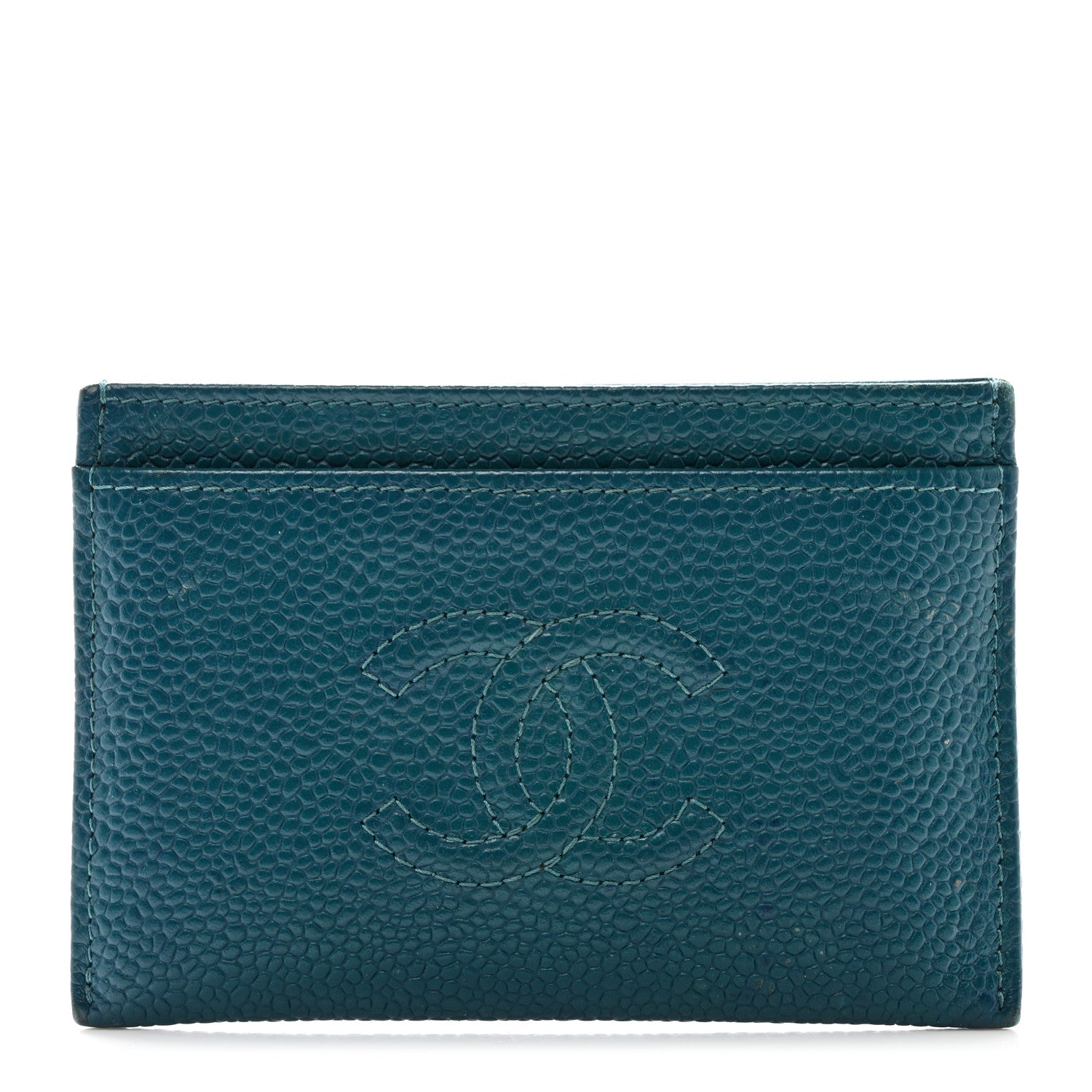 Chanel Caviar Timeless CC Card Holder Wallet Blue 1 of 10