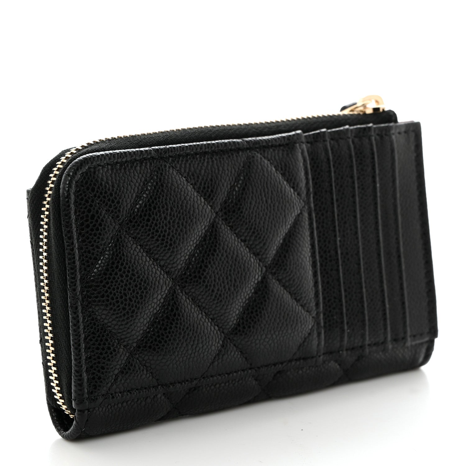 Chanel Caviar Quilted CC Zip Around Card Holder Black 3 of 7