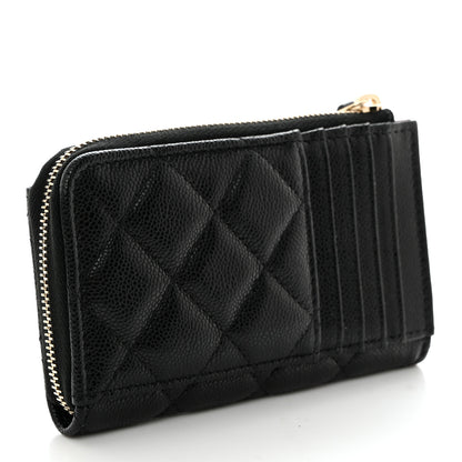 Chanel Caviar Quilted CC Zip Around Card Holder Black 3 of 7