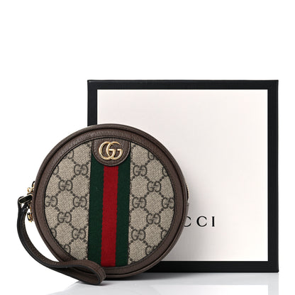 Gucci GG Supreme Monogram Web Ophidia Circle Wristlet Beige New Acero 10 of 10