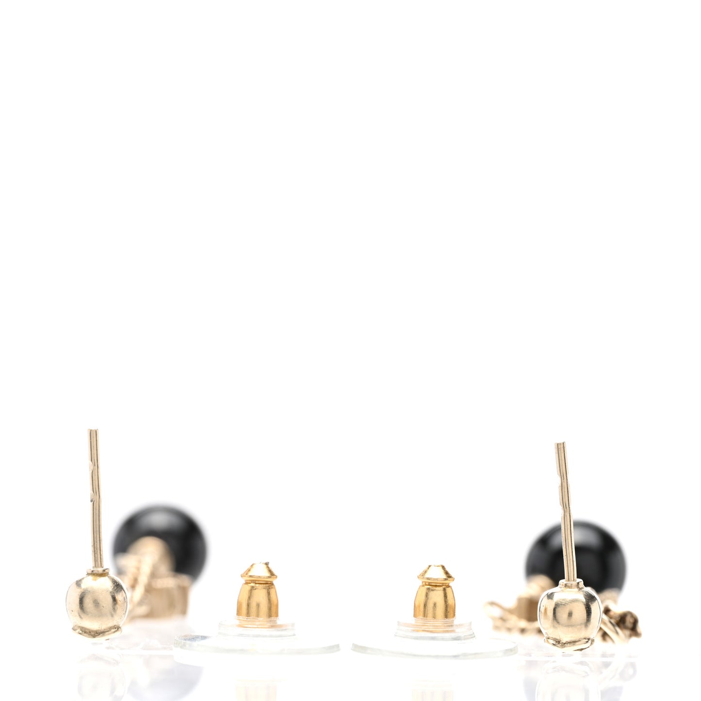 Resin CC Bead Drop Earrings Gold Black