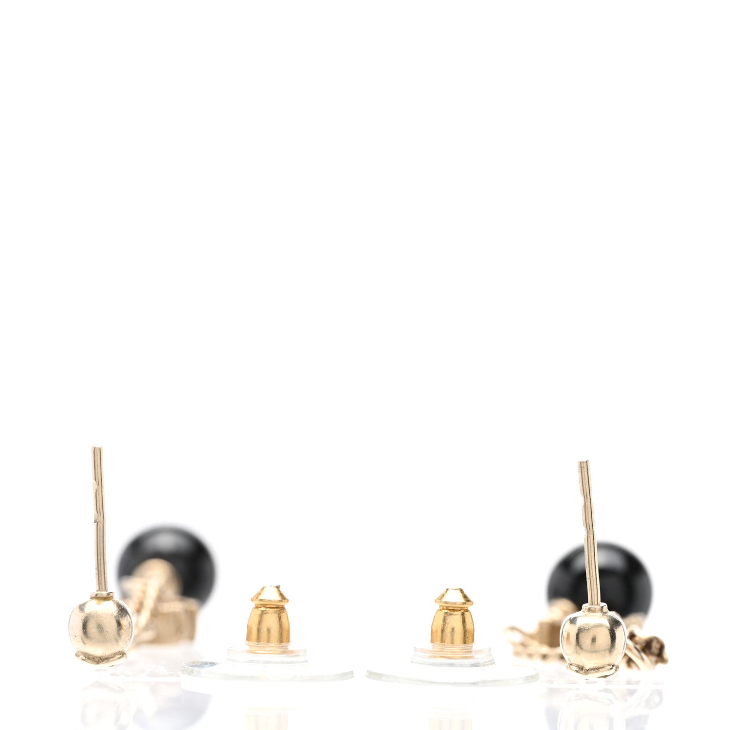 Chanel Resin CC Bead Drop Earrings Gold Black 3 of 5