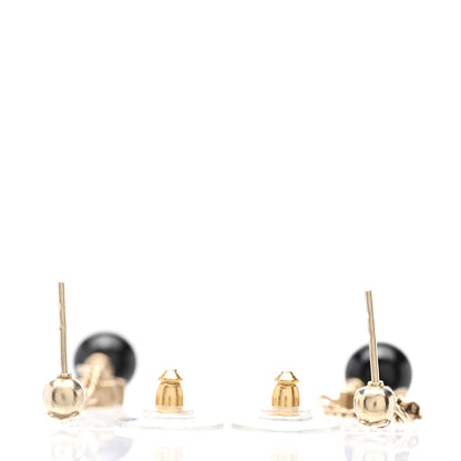 Chanel Resin CC Bead Drop Earrings Gold Black 3 of 5