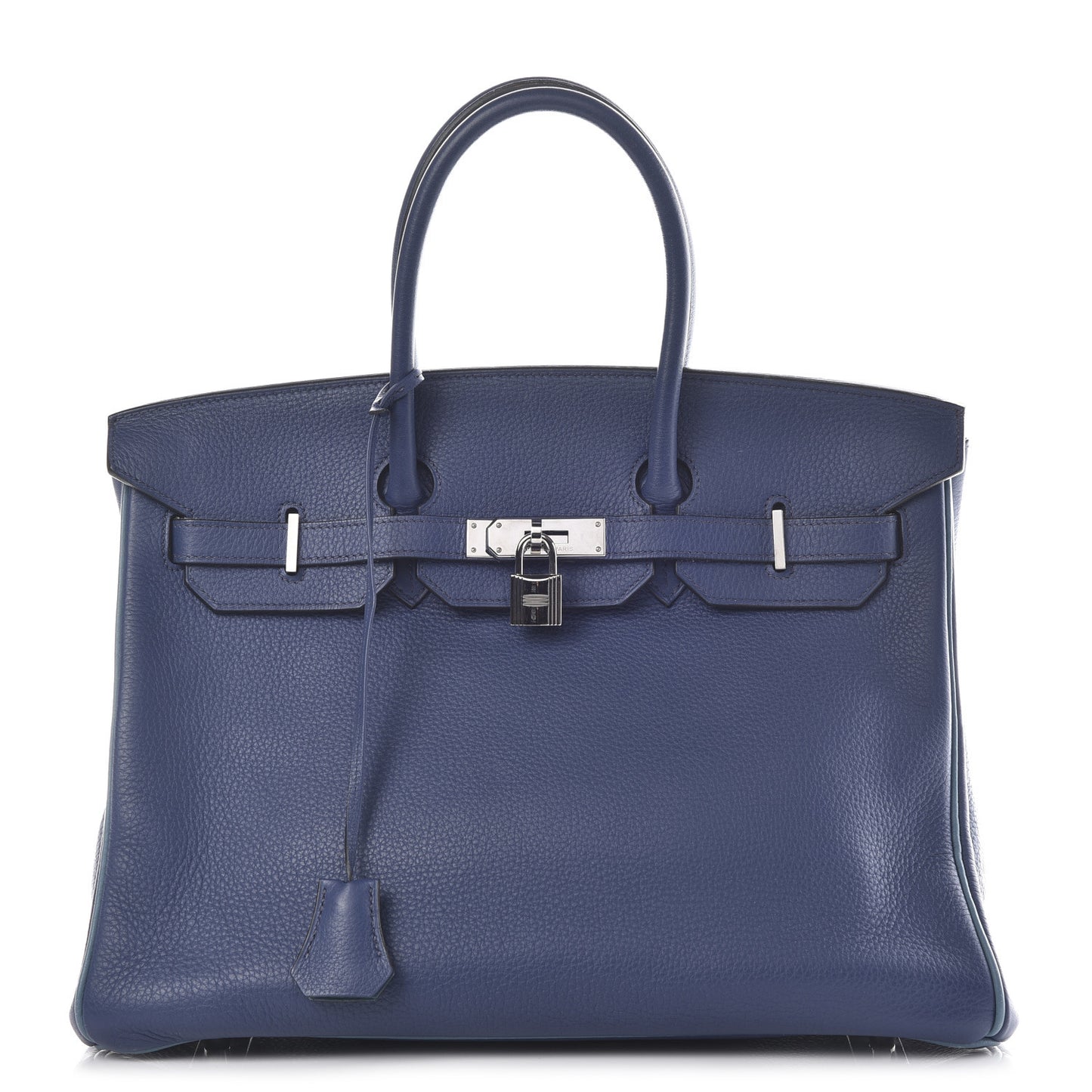 Taurillon Clemence Horseshoe Birkin 35 Bleu Brighton Blue Jean