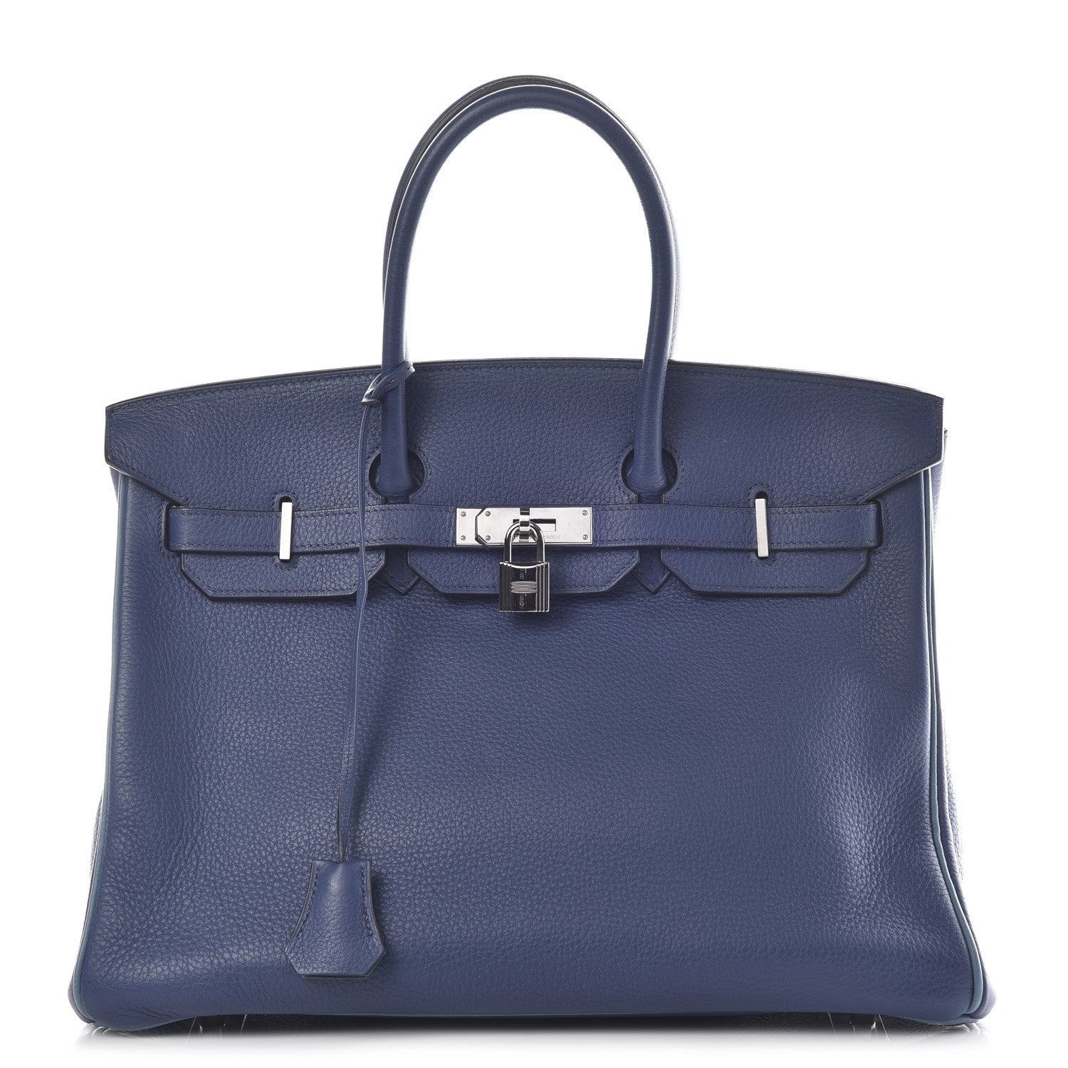 Hermes Taurillon Clemence Horseshoe Birkin 35 Bleu Brighton Blue Jean 1 of 11