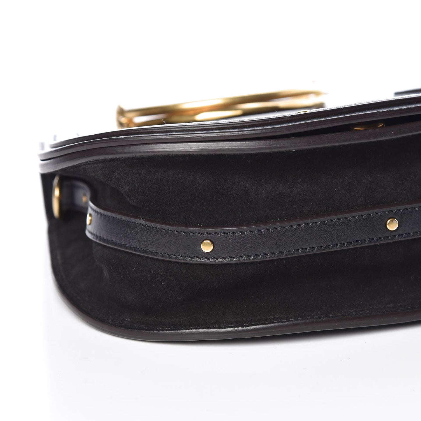 Calfskin Suede Medium Nile Bracelet Bag Black