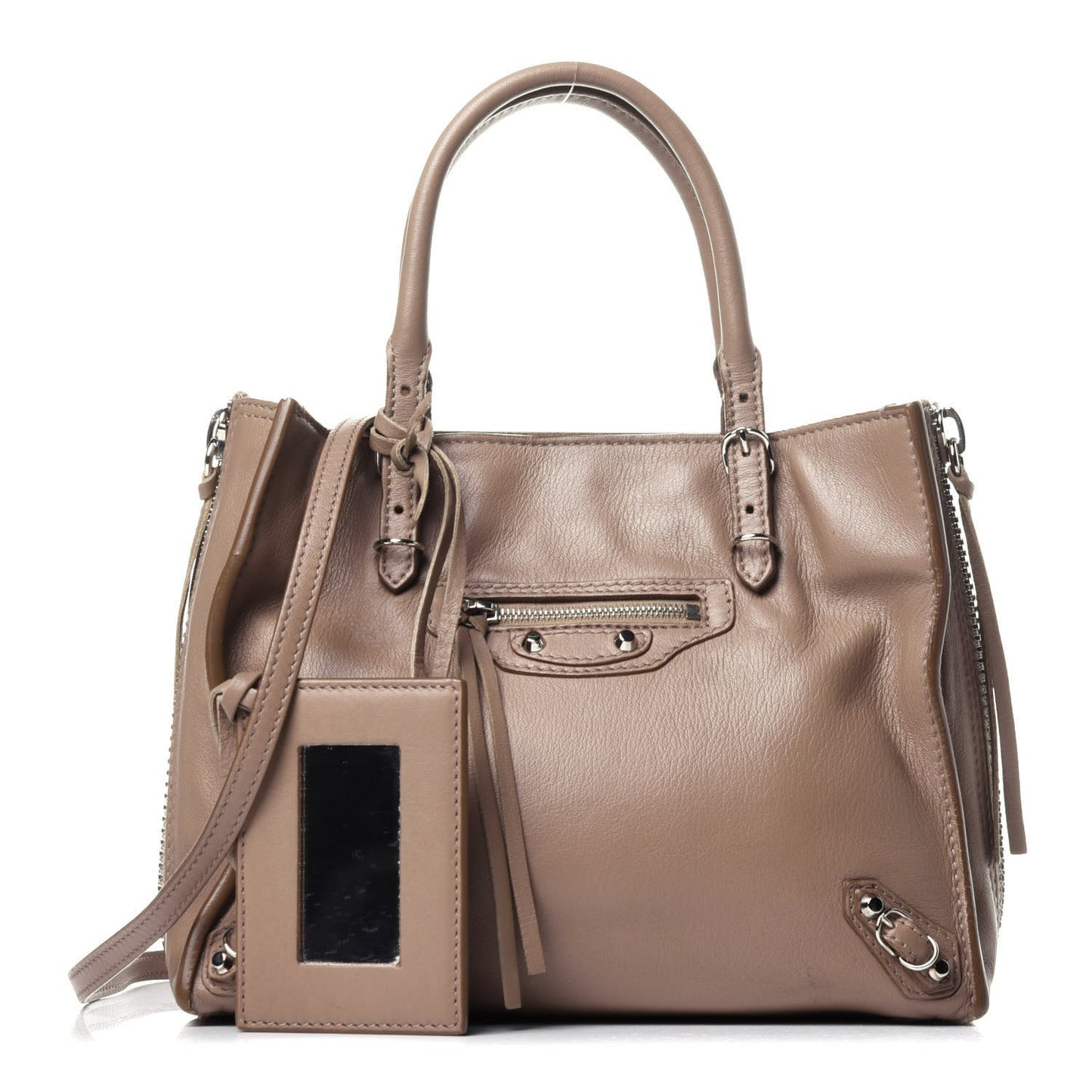 Calfskin Papier Mini A4 Zip Around Tote Beige Sable