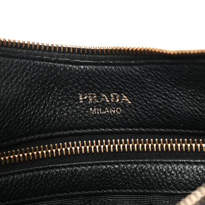 Prada Vitello Daino Zippered Messenger Hobo Black 5 of 14