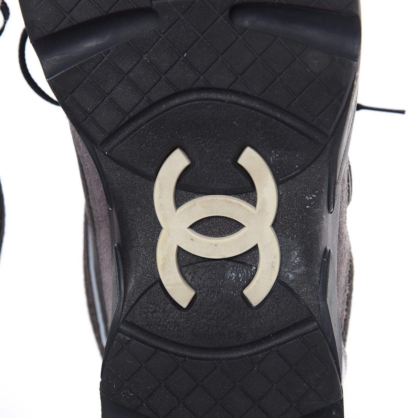 Suede Calfskin CC Sneakers 39 Black Grey