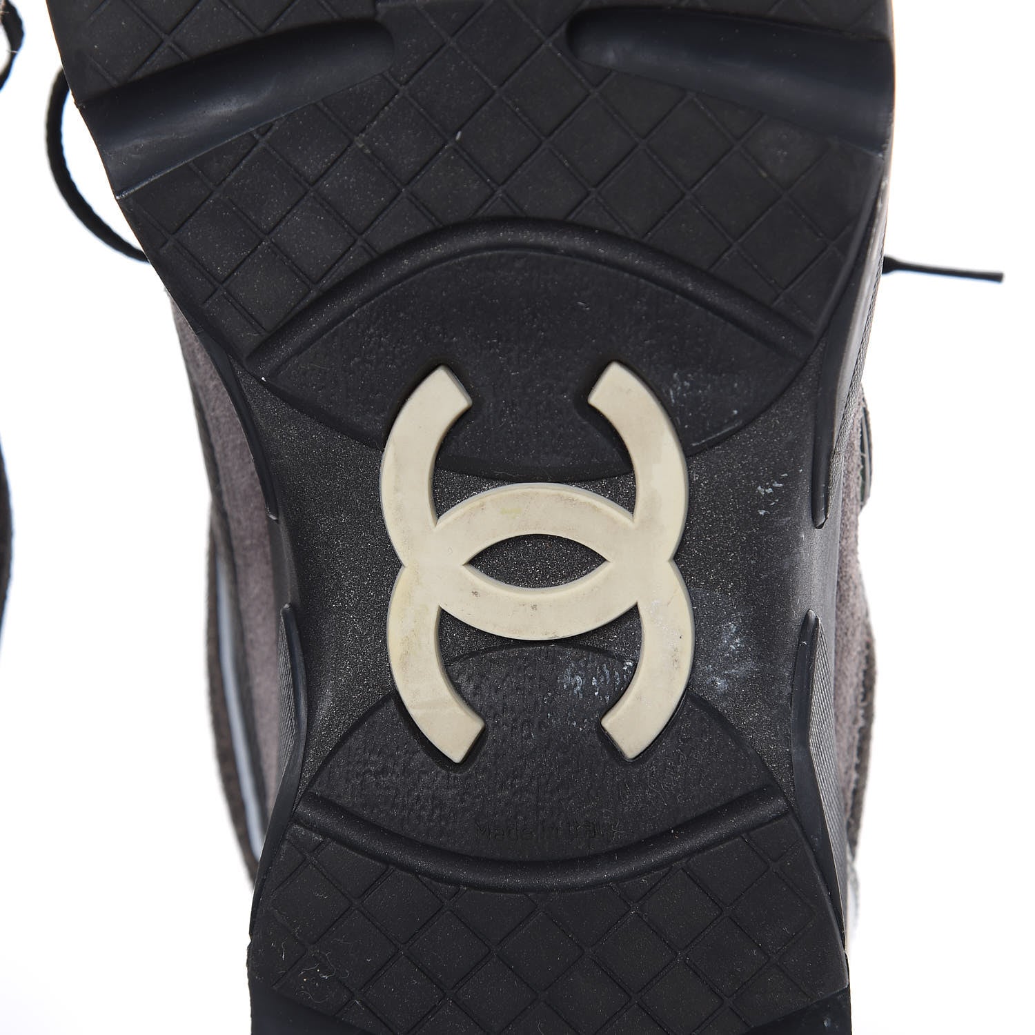 Chanel Suede Calfskin CC Sneakers 39 Black Grey 6 of 11