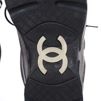 Chanel Suede Calfskin CC Sneakers 39 Black Grey 6 of 11