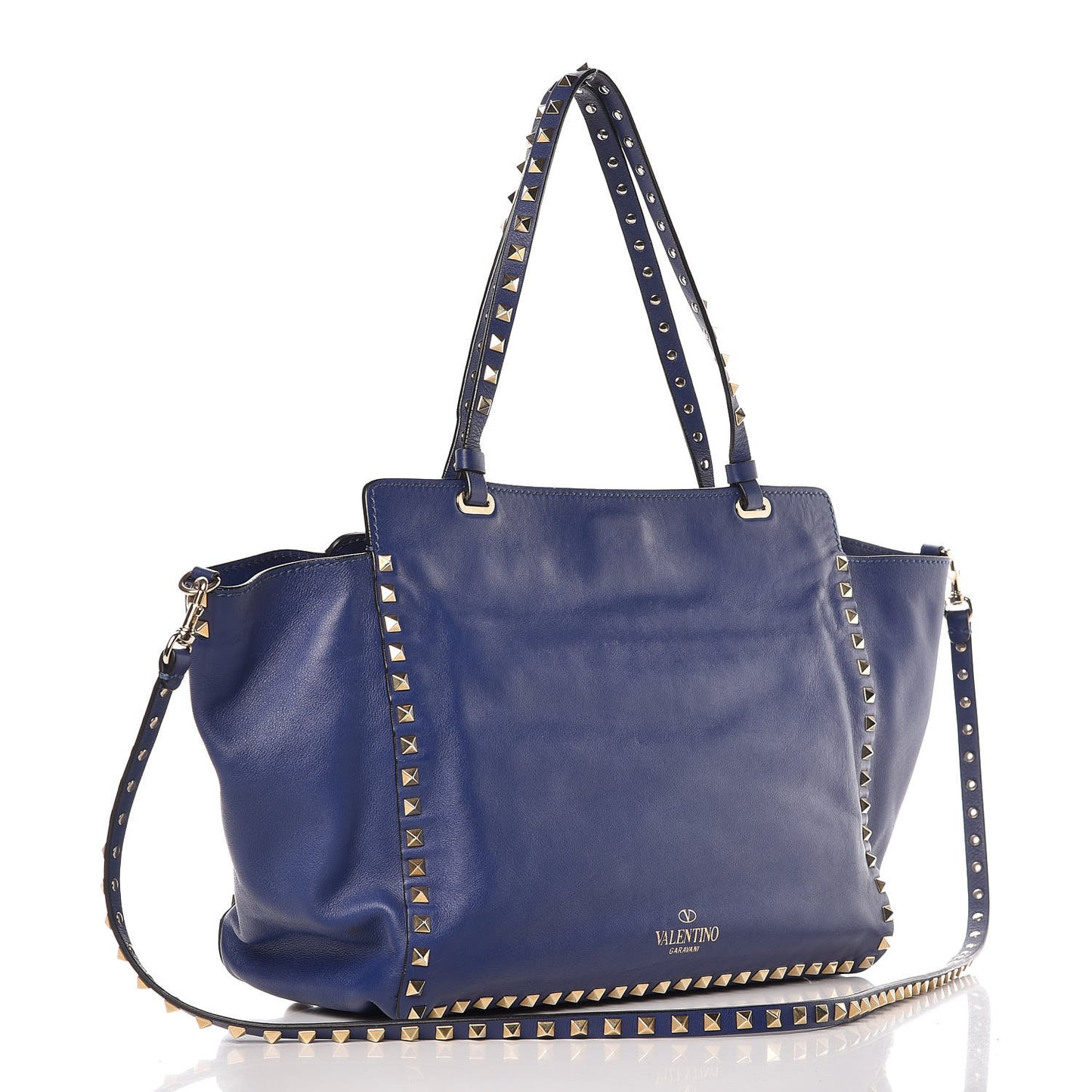 Vitello Medium Rockstud Tote Blue China