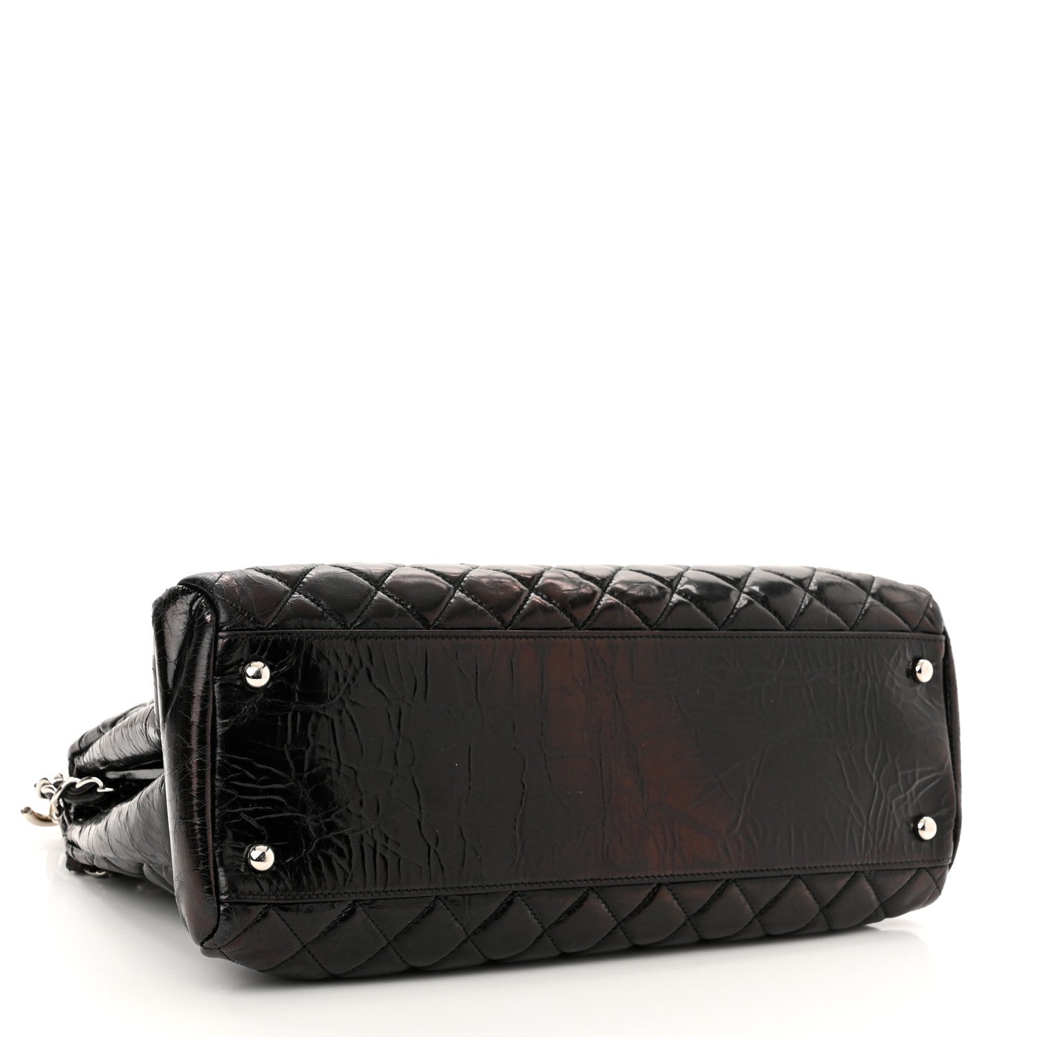 Chanel Glazed Calfskin Quilted Large Just Mademoiselle Bowling Bag Black 4 of 11