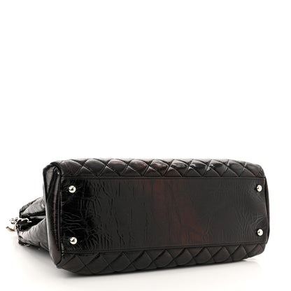 Chanel Glazed Calfskin Quilted Large Just Mademoiselle Bowling Bag Black 4 of 11