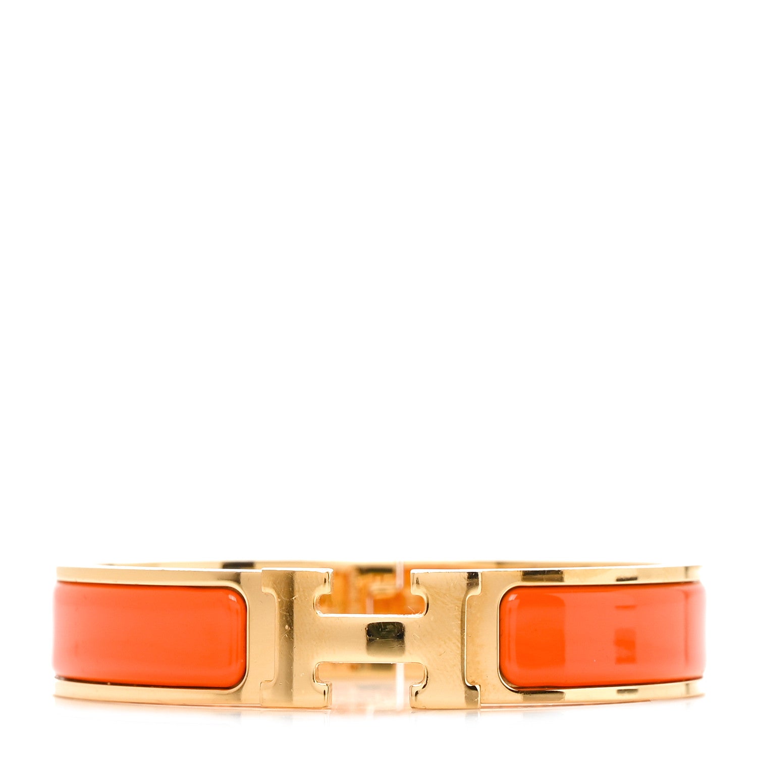 Hermes Enamel Narrow Clic Clac H Bracelet PM Orange 1 of 5