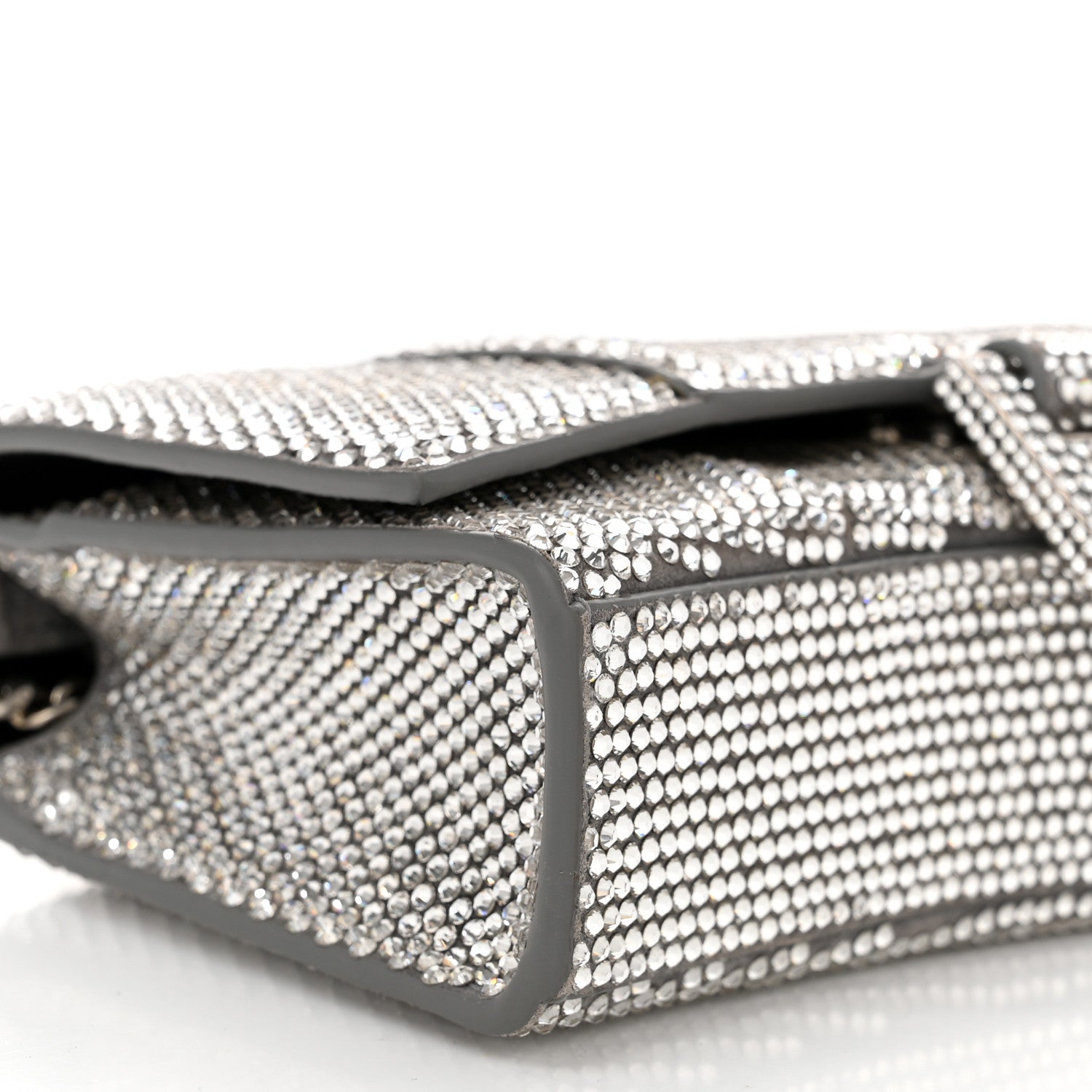 Balenciaga Strass Suede Hourglass Chain Bag Smoke Grey Crystal 8 of 9
