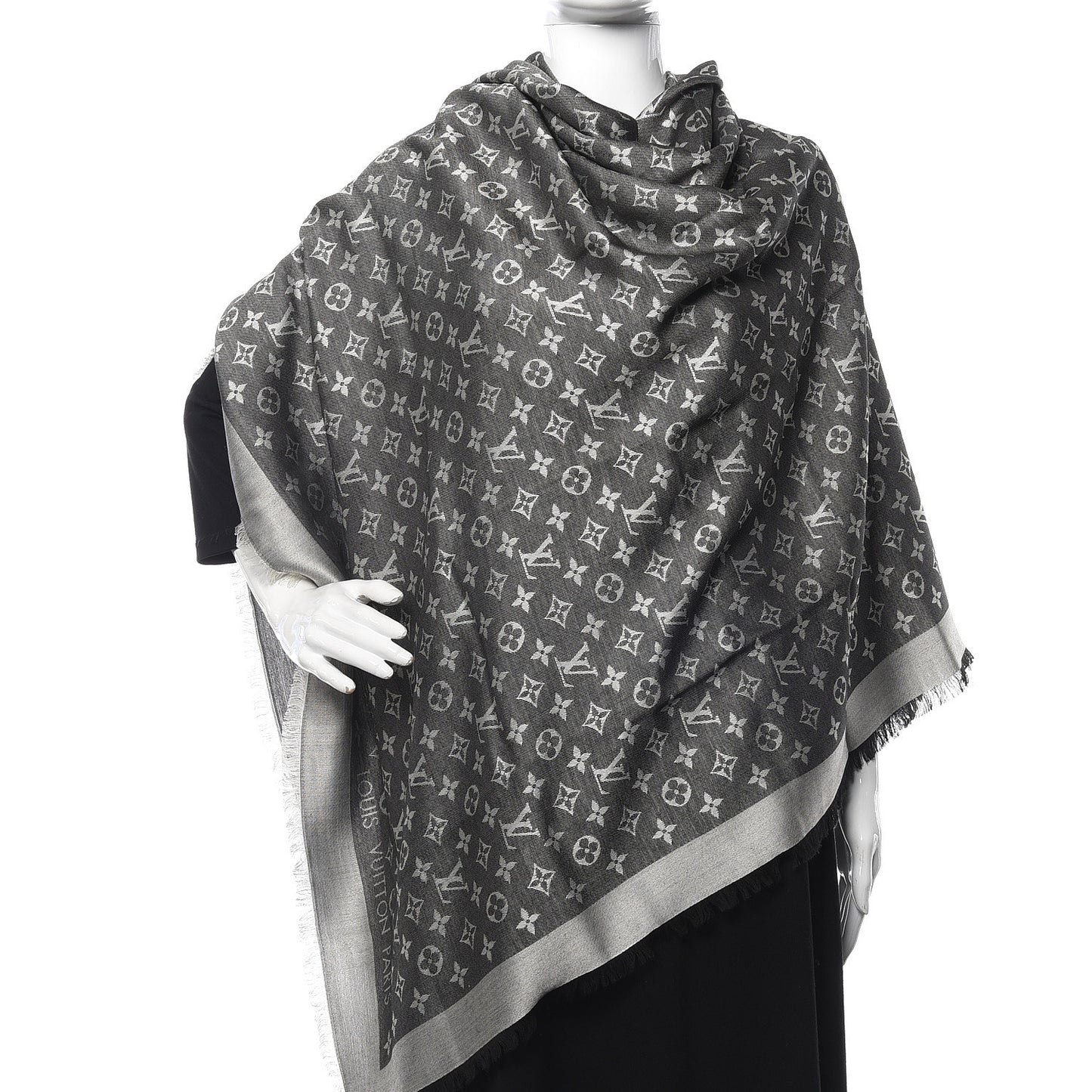 Wool Silk Monogram Denim Shawl